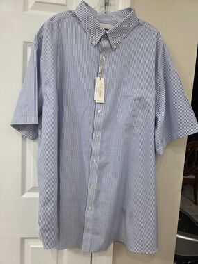 Roundtree Yorke Gold Label Classic Men’s Striped Button-Down Shirt Blue/White 3x